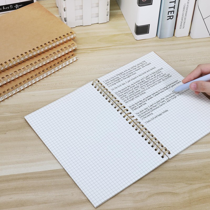 JIANTA 4 Pcs Squared Spiral Notebook A5, Graph Paper Notebooks,