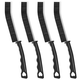 4TH Multi-Purpose Hard Bristle Crevice Cleaning Brush -Deep Reach Gap Cleaning Tool for Household Use -Versatile, Durable, Thin Brush to Clean Tight Spaces -4 Pcs, Black