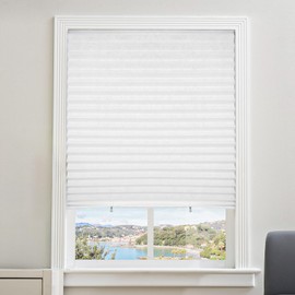 Touri 6 Packs Cordless Pleated Light Filtering Fabric Shade 36 in x 72 in Easy to Cut and Install Easy Lift Trim-at-Home White, Paper Blinds with 12 Clips