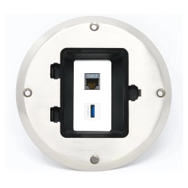 RiteAV CAT7 USB-3 Floor Box [Stainless Steel]