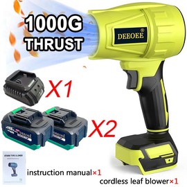 DEEOEE Cordless Turbo Jet Leaf Blower – High-Power Brushless Motor, Violent TurboFan for Car Drying, Dust Cleaning & Snow Removal – Handheld & Lightweight for Outdoor & Garage Use - Color: 1000G-Wind Thrust Green
