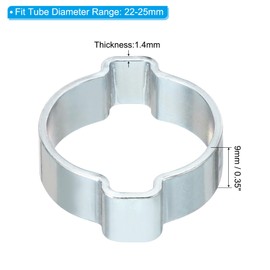 PATIKIL 30 Pack 22-25mm Double Ear Hose Clamp, Galvanized Steel Crimp Rings for Tubing Pipe Fitting Connections, Silver Tone