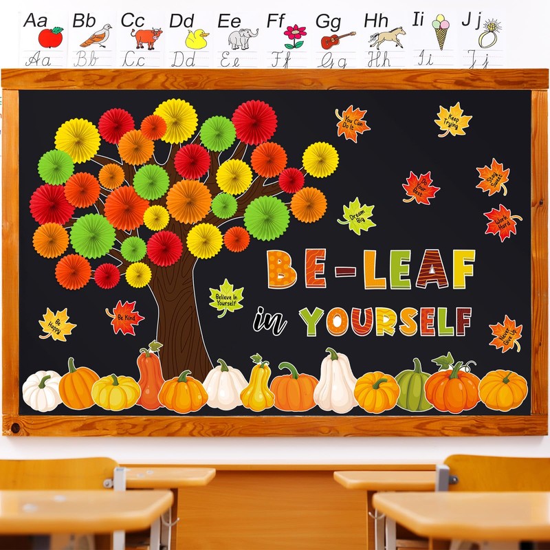 Gersoniel 81 Pcs Fall Thanksgiving Tree Bulletin Board for Classroom