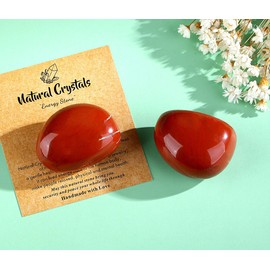 SAHOOTTIE Red Jasper Crystal 1.5-2.0" Large Red Jasper Gemstones Healing Crystal Red Jasper Polished Gemstone Tumbled Stone Red Jasper Pocket Stone for Crystal Lovers Beginners Collectors