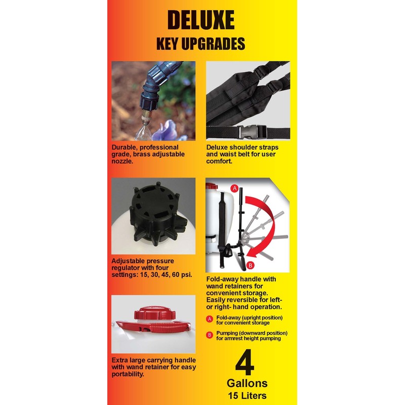 SOLO 425 4-Gallon Piston Backpack Sprayer, Wide Pressure Range up