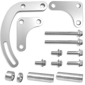 Baiann SBC Power Steering Pump Bracket 350 V-Belt Slotted Adjustable LWP 305 327 383 5.0L 5.7L V8 Compatible With 350 Small Block Chevy Long Water Pump