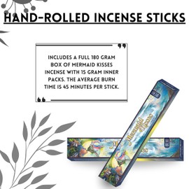 Soul Sticks Hand-Rolled Incense Sticks Mystic Spirit Blends 180 Gram 12 Pack Box | 100% Natural Masala Incense Organic Home Fragrance Agarbatti (Mermaid Kisses)
