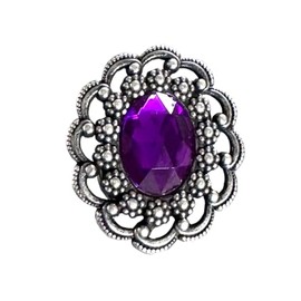 Hartmann-Knöpfe Purple Antique Silver Brooch with Purple Acrylic Stone 5cm x 4.3cm 1 Pin, Metal