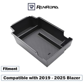 RUNROAD Upgraded Center Console Organizer Tray Compatible with Chevy Blazer 2025 2024 2023 2022 2021 2020 2019 Accessories, ABS Materials Secondary Storage Box Insert Armrest Console Tray, Black