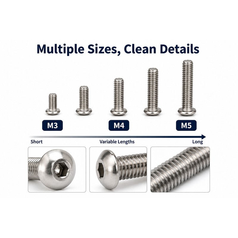 50pcs 316 Stainless Steel Button Head Allen Screws - ISO7380