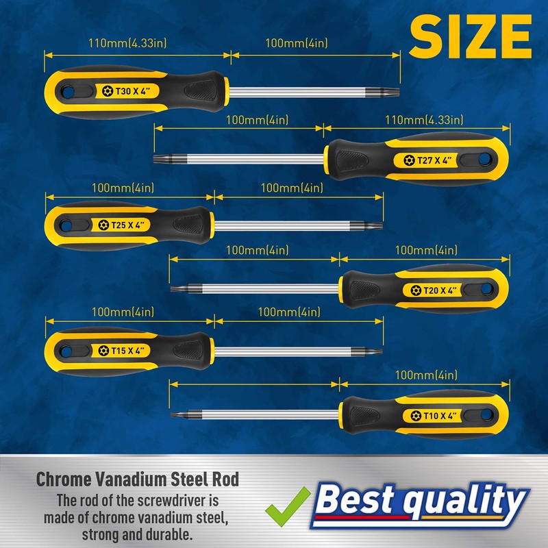 Amartisan 6-Piece Magnetic Torx Screwdrivers Set, Security Tamper Proof ,
