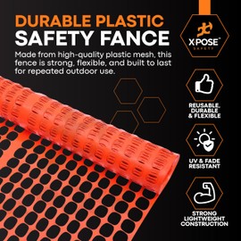 Plastic Mesh Safety Fence – Heavy Duty Orange Temporary Barrier Netting, 4' x 100' Roll, Reusable Fence for Garden, Snow, Construction, Animal Control, Deer, Dogs