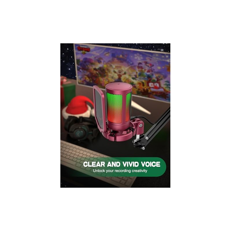 FIFINE AmpliGame PC Gaming Streaming Micrófono USB, Micrófono de sobremesa