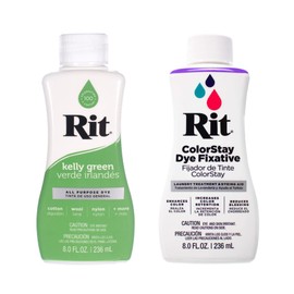 Rit Dye – 8 Oz. Liquid Fabric Dye for Clothing, Décor, and Crafts Kelly Green with Color Fixative