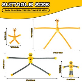 CHESLICR Autism Sensory Toys for Toddler Kid, Pop Tubes Fidget Toys Telescopic Suction Cup Giraffe Toy Autistic Calming Down Airplane Toddler Travel Toys Stocking Stuffers Gift Cool Toys for Boy Girl