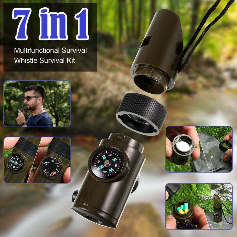 Emergency Survival Kit Emergency Survival Whistle Led 7-in-1 Multi-function Whistle