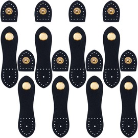 Joez Wonderful 8 Sets Leather Snap Buckles Snap Button Closure, Sew On Leather Purse Closure Fasteners for Leather Purse Wallet Bags Tote Jacket Notebook Purse Making Supplies DIY Craft (Black)