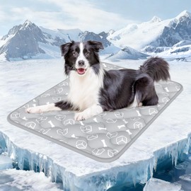 Rywell Dog Cooling Mat 2.0, Elegant Grey, 44"*32" Thick & Durable Cooling Mat for Extra Large Dogs, Extended Cooling with Waterproof & Color-Changing Arc-Chill Fiber (Q-Max>0.5), Ideal for Summer