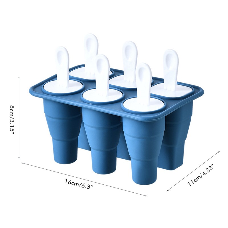 Collapsible Sicles Molds 6 Ice Makers Silicone Ice Molds Reusable