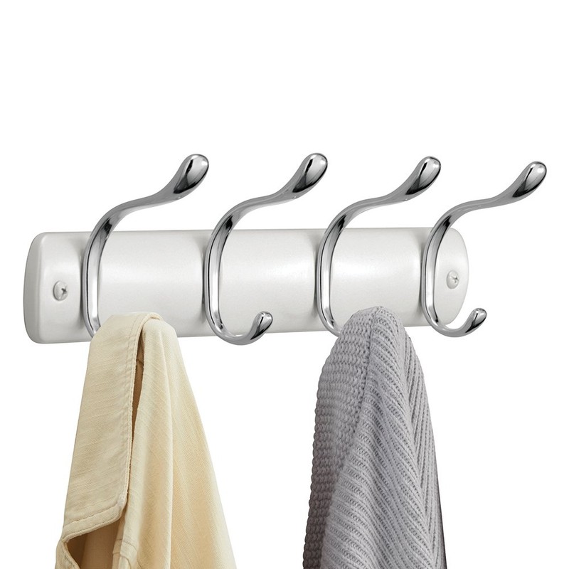 Mdesign Steel Hook Wall Mounted Coat Rack with 4 Double
