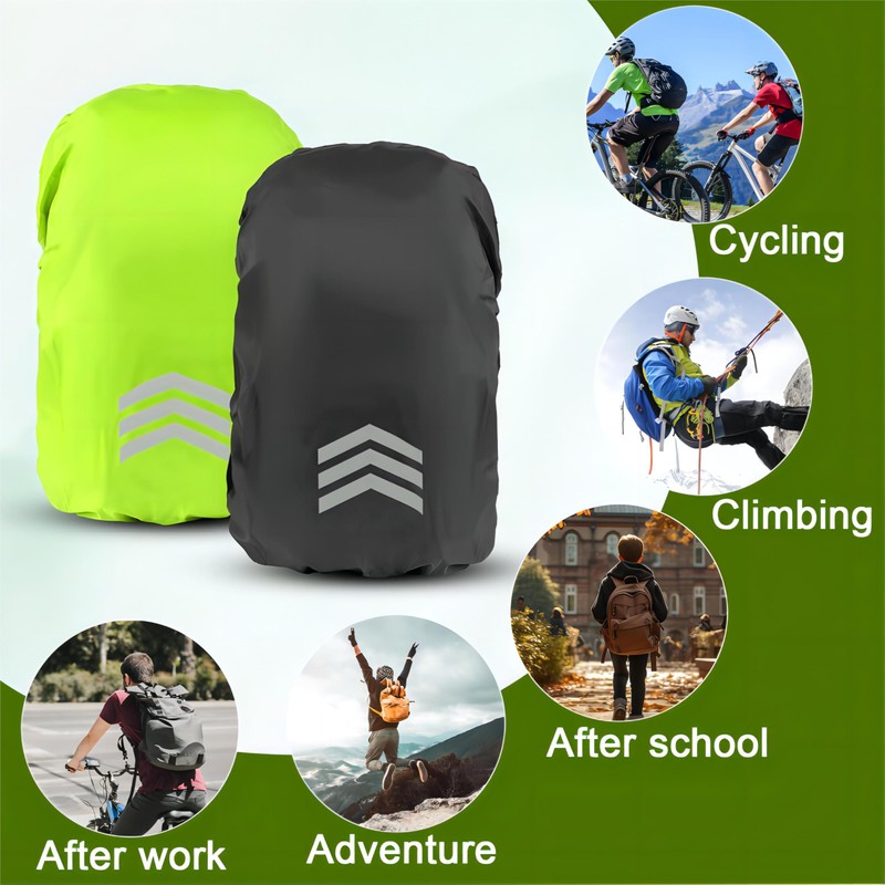 2 PCS Backpack Rain Covers (18-30L), High Visibility School Bag