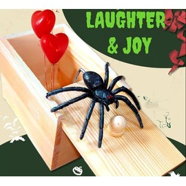 "Epic Wooden Spider Gag Box - Jump Scare Prank for Parties, Family, Office & Dorms!"