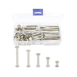 LBY 100pcs Phillips Chicago Screws, M5 x 10/20/30/40/50mm Binding Screw Posts, Book Screws, Binding Barrels and Screws Assortment Kit for Leather Saddles, Purses, Belt Repair, Nickel-Plated