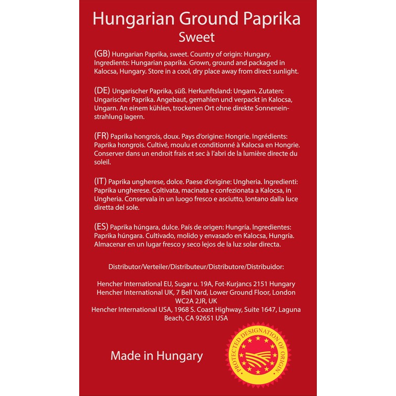 Hungarian Sweet Paprika (100g) in Strong Paper Bag, Imported from