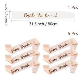 JVAENOUSN 7 Piece JGA Team Bride Sash Set with 1 White Bride to be Sash and 6 Team Bride Sash Pink for Hen Party Sash Accessories Women Decoration