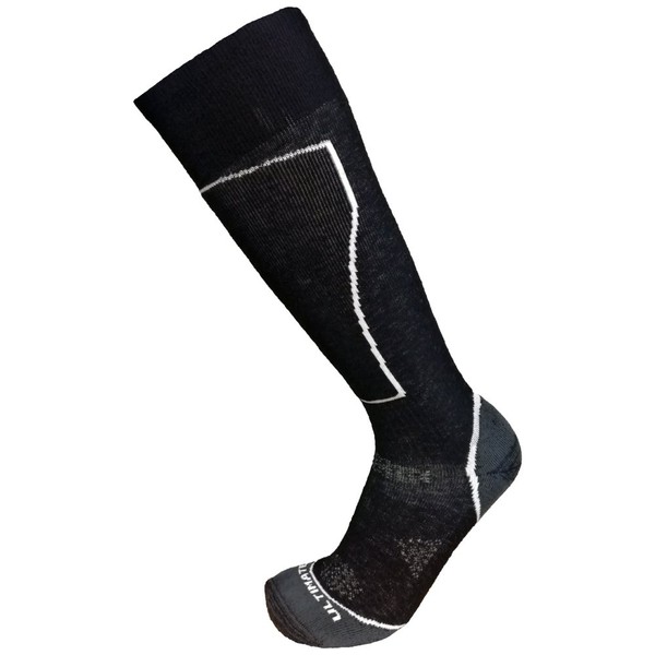 Ultimate Socks Mens Lightweight Merino Wool Ski Snowboard Performance Black