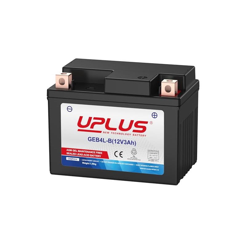 UPLUS GEB4L-B GEL Motorradbatterie 12V 50A 3Ah Rollerbatterie