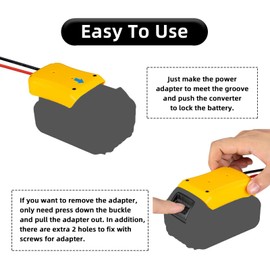 Power Wheel Adapter Compatible for Dewalt 20V Battery with Fuse & Wire terminals, fit for Dewalt 20V DCB206 DCB200;Power Wheel Battery Converter for Rc Car, Robotics, Rc Truck,DIY use