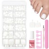 Pack of 120 Glue-On Artificial Toenails - White Square Natural