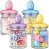 Nitial 4 Pcs Easter Glass Jar with Cap Bunny Rabbit