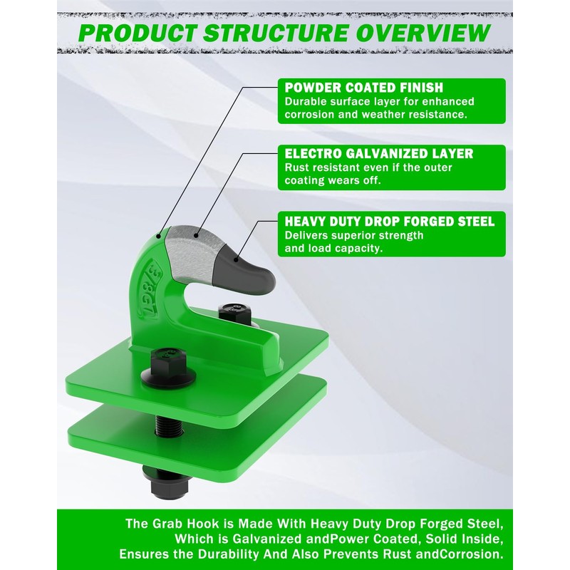 MOLAVIEE 2 Pack 3/8" Tractor Bucket Grab Hooks, Grade 70