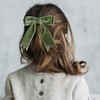 2PCS 5" Velvet Green Hair Bows Girls Hair Clips Ponytail