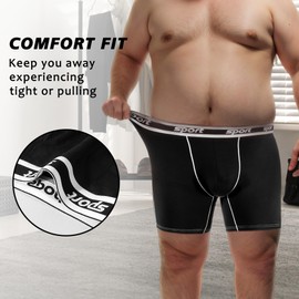 Charm Karter Men Big and Tall Underwear Boxer Briefs - Breathable Moisture Wicking Long Leg Underwear 2XL 3XL 4XL 5XL 6XL