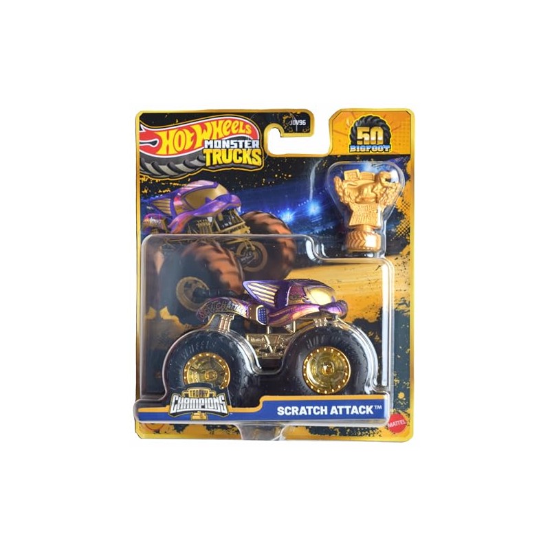 Hot Wheels Monster Trucks Scratch Attack Trophy Champions 50th Years