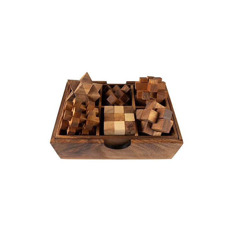 Wooden Cube Brain Teasers Game 6 in 1 (6 Cube
