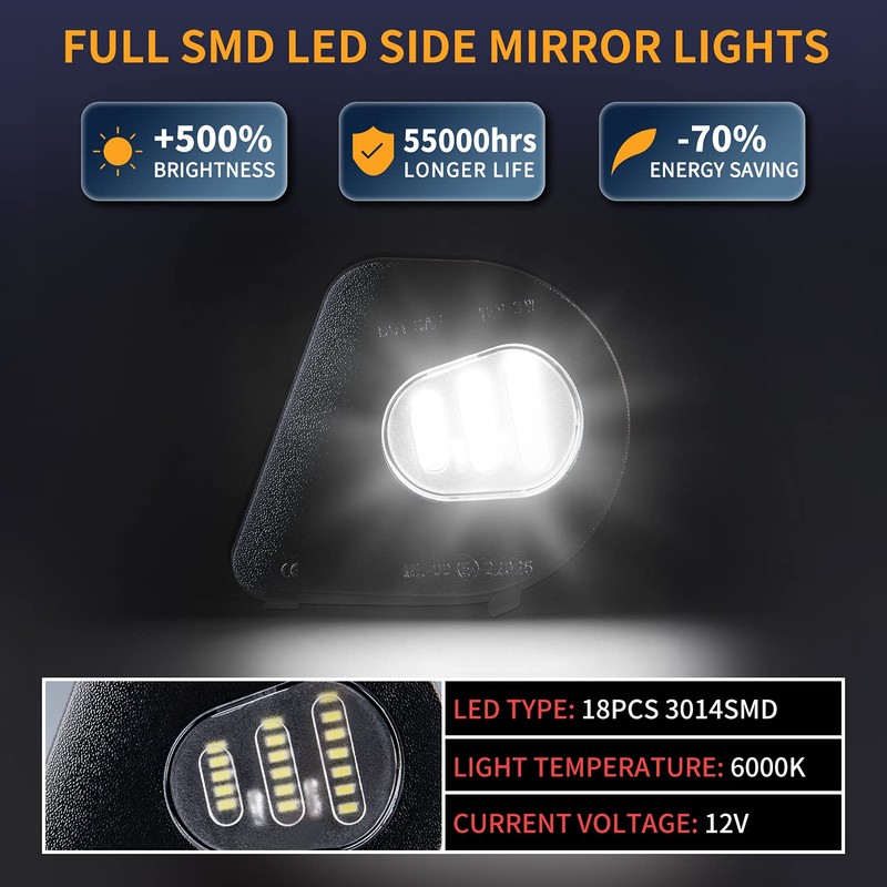 Gempro 2Pcs LED Side Mirror Puddle Light Lamps Assembly for