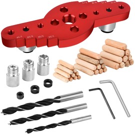 VEEVIIY 42PC Dowel Jig Kit for Floating Shelf Bracket, Drill Guide for Straight Holes with Drill Bit Set 1/2" 1/4", 5/16", 3/8" Drill Bit Set, Centering Hole Drill-Doweling Jig for Woodworking