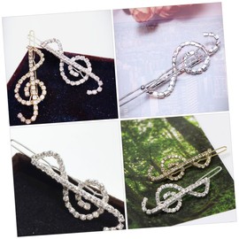Gatuida 2pcs Rhinestone Music Note Hair Clips Sparkling Barrette for Styling Flexible Fit for Thick Thin Hair Elegant Party Accessories for Women