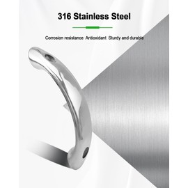 6.5" Boat Grab Handle Stainless Steel 316 Hardware, Heavy Duty Grab Bar Handrail, 165mm Marine Door Grab Bar Pull for Ship Kayak Yacht