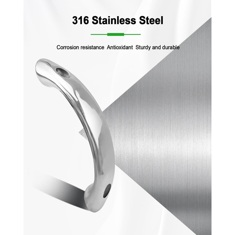 6.5" Boat Grab Handle Stainless Steel 316 Hardware, Heavy Duty