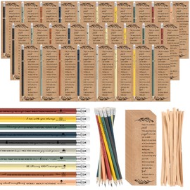Yeaqee 50 Pcs Christian Easter Gift Baskets Bible Verse Colored Pencils Bulk Religious Church Wood Pencils with Inspirational Bookmark Religious Pray Sunday School Prizes Supplies for Student Teacher