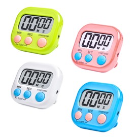 4 Pcs Digital Timer Kitchen Timer, Magnetically Attracted Countdown Stopwatch, with Loud Alarm And Large Display, Suitable for Cooking, Classroom, Study, Teeth Cleaning, Gym, Kids Learning
