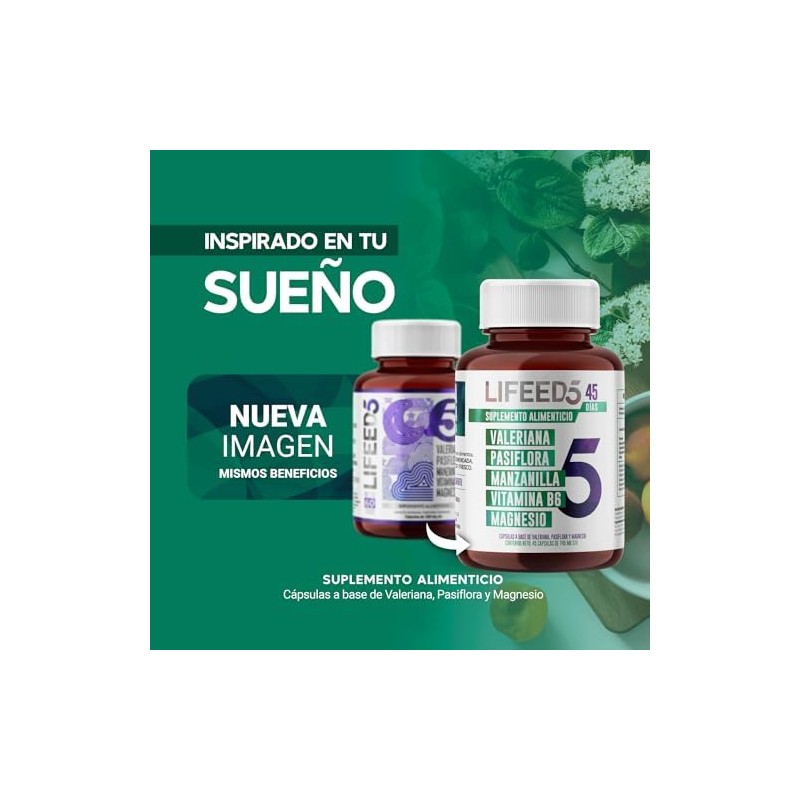 LIFEED Sleep Magnesio, Valeriana, Pasiflora 45 Cápsulas 745mg pporción