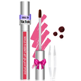 Vevivia Beauty Lip Stain - Lip Liner Stain, Long Lasting Peel Off Lip Stain, Natural Peel Off Lip Liner Stain with Tweezer, Easy to Use, Waterproof, Smudge-proof, Transfer-proof, Rose