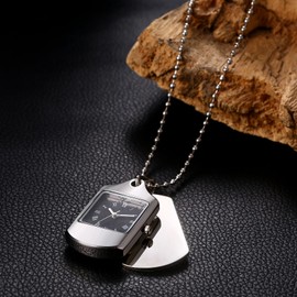 Avaner Pocket Watch Men Women Military Brand: Dog Tag Dog Tag with Roman Numeral Scale Soldier Tag Hanging Watch Necklace Sweater Chain Analogue Quartz Watch for Men Women, silver, Military