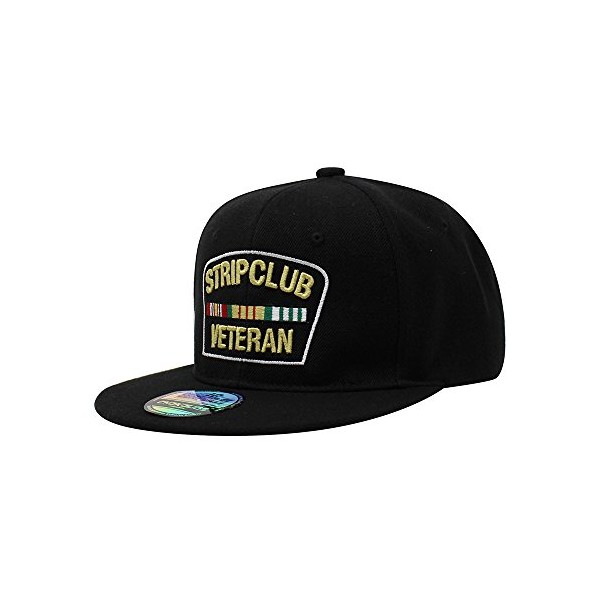 Strip Club Veteran Flat Visor Ball Cap Baseball Cap Snapback Closure PS101 (PS101 Black)